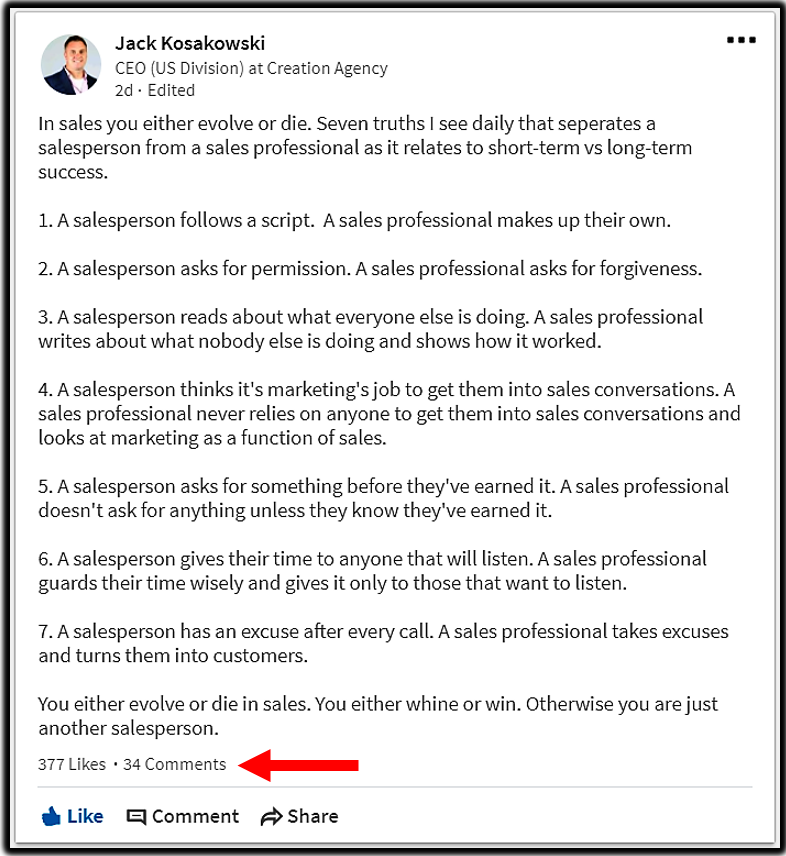 viral content linkedin newsfeed jack kosakowski