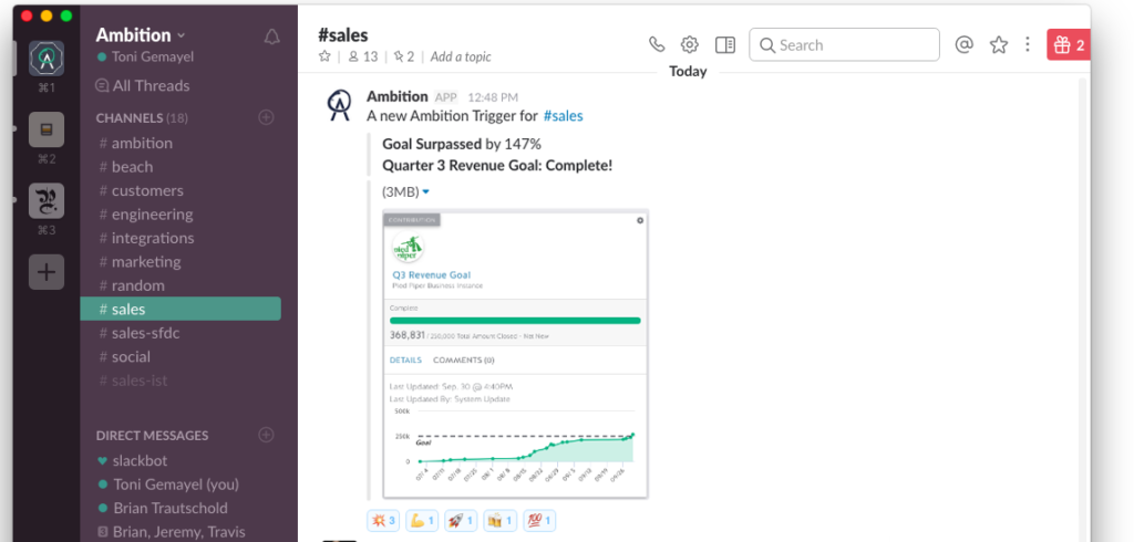 ambition slack integration