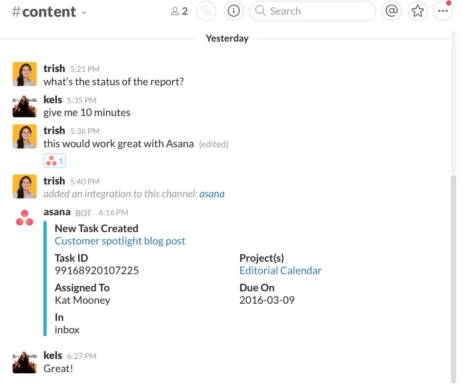 asana slack integration