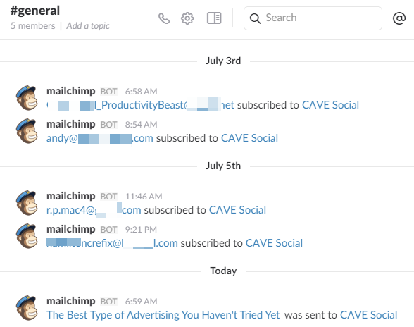 mailchimp slack bot