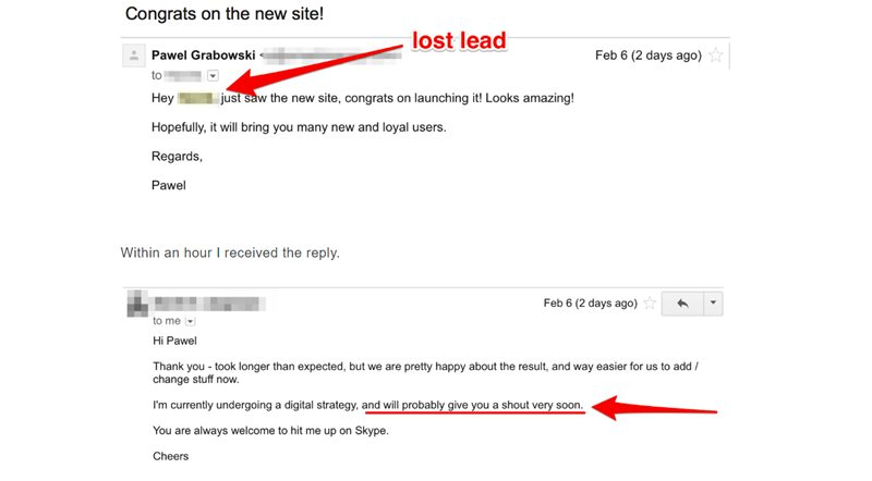 Pawel Gabrowski email sample re-engage old sales leads