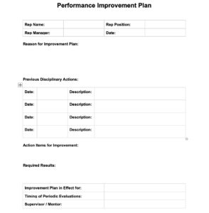 Downloadable tracking spreadsheets for pipeline management: performance improvement plan PIP template