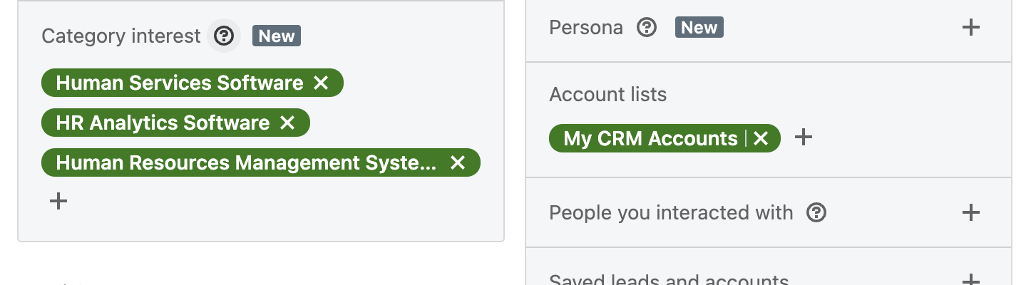 linkedin sale navigator - category interest filter