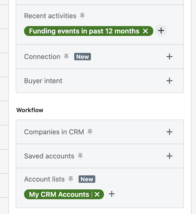 linkedin sale navigator - funding events in the past 12 months