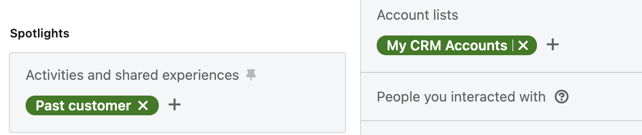 linkedin sale navigator - past customer filter