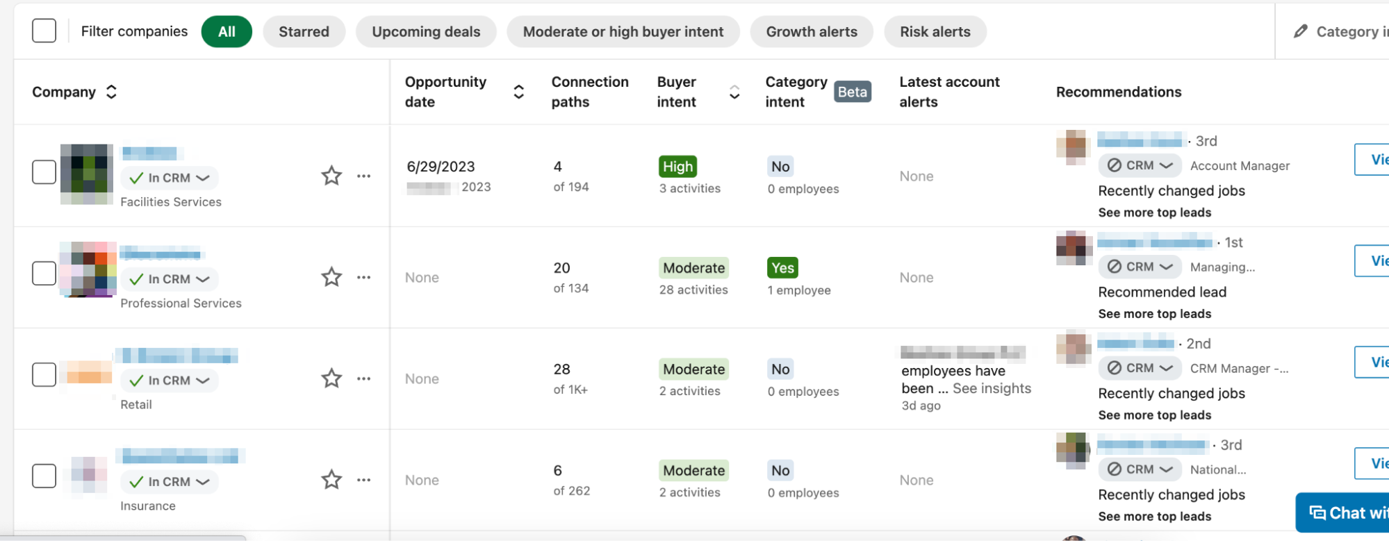 linkedin sales navigator - 0account hub filter