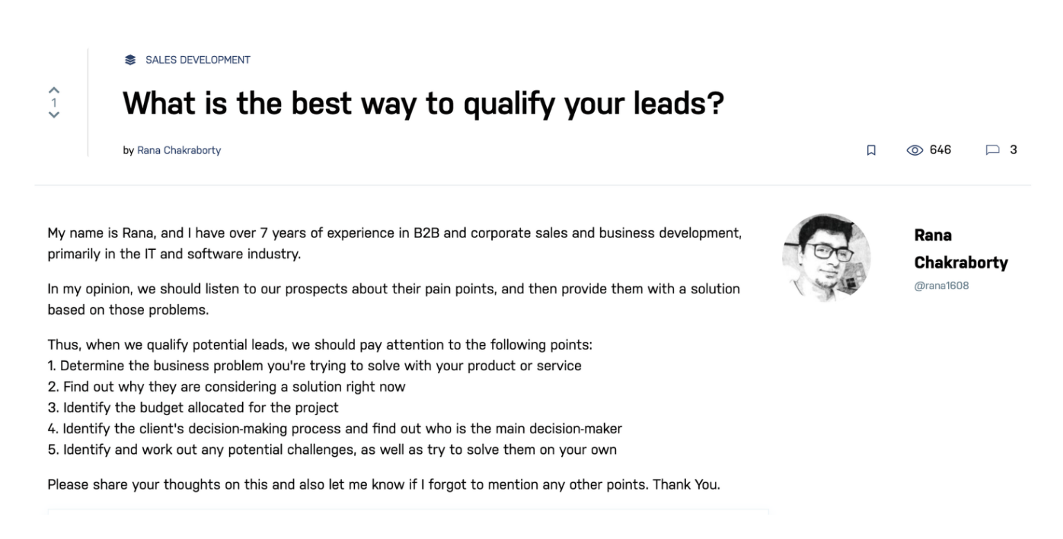 qualify leads - community question image