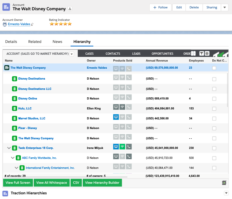 Account hierarchy example from Traction Complete